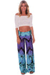 Sexy Aqua and Purple Printed Palazzo Pants